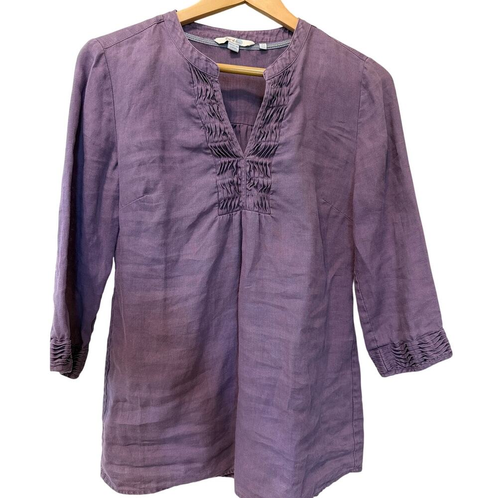 Boden 100% Linen Top Women's Size 4 Purple Tunic Boho Fairy Whimsy Classic Prep